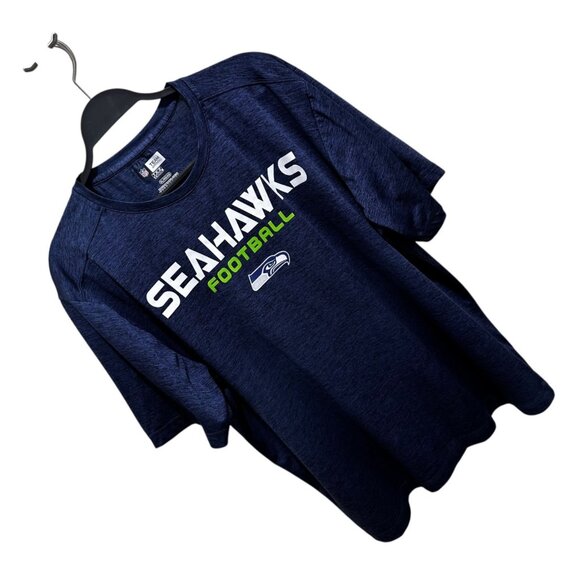 Seattle Seahawks NFL Team Apparel Size XL Navy Blue TX3 Cool Graphic Print Shirt - Picture 2 of 5